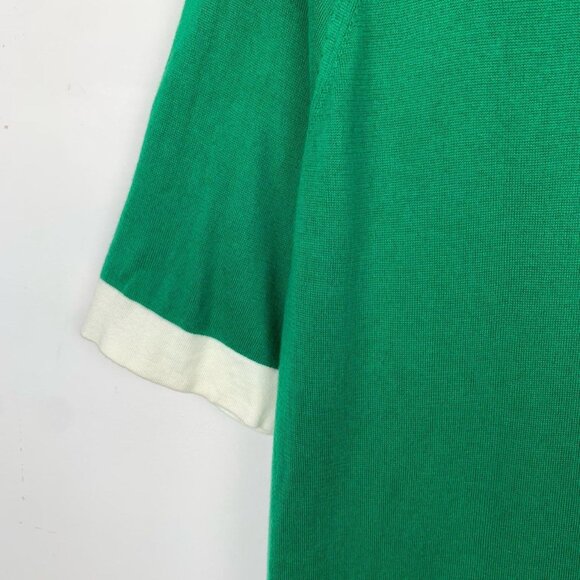 Hermès Green Cotton Knit Short-Sleeve Sweater With White Trim Round Neck Made In - Picture 3 of 8